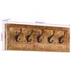 vidaXL Wandgarderobe mit 5 Haken Massivholz Mango