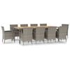 vidaXL 11-tlg. Garten-Essgruppe mit Kissen Grau Poly Rattan