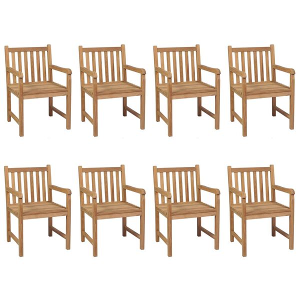 vidaXL Gartenst&uuml;hle 8 Stk. mit Hellblauen Kissen Massivholz Teak