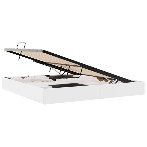 vidaXL Aufbewahrungsbett mit Matratze Reinwei&szlig; 200 x 200 cm Kunstleder