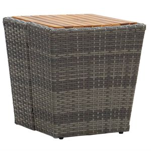 vidaXL Beistelltisch Grau 41,5&times;41,5&times;43 cm Poly Rattan & Massivholz