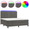vidaXL Boxspringbett mit Matratze & LED Dunkelgrau 160x200 cm Samt
