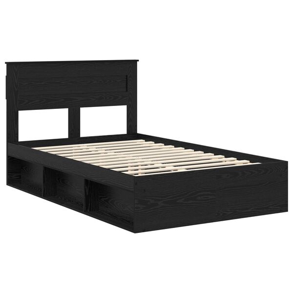 vidaXL Bettrahmen Schwarz 120 x 190 cm Massives Kiefernholz