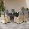 vidaXL 7-tlg. Garten-Essgruppe mit Kissen Beigemischung Poly Rattan