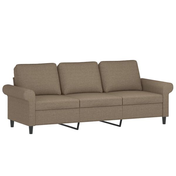 vidaXL 3-Sitzer-Sofa mit Kissen Taupe 180 cm Stoff