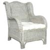 vidaXL Sessel mit Kissen Grau Nat&uuml;rliches Rattan und Leinen