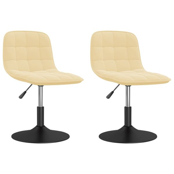 vidaXL Esszimmerst&uuml;hle 2 Stk. Drehbar Creme Samt
