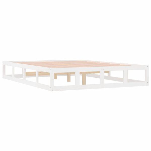 vidaXL Massivholzbett Wei&szlig; 135x190 cm