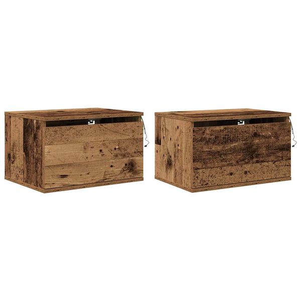 vidaXL Wandmontiertes Nachttischchen 2 pcs Altholz Holzwerkstoff