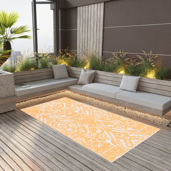 vidaXL Outdoor-Teppich ARAKIL Orangefarben und Blau 160x230 cm PP