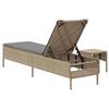 vidaXL Sonnenliege mit Tisch und Auflage Beige Poly Rattan