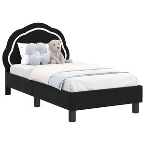 vidaXL Kinderbettgestell mit Kopfteil Schwarz 70 x 140 cm Samt
