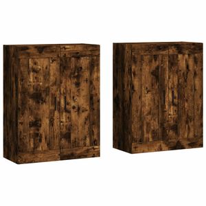 vidaXL Wandschr&auml;nke 2 Stk. R&auml;uchereiche Holzwerkstoff