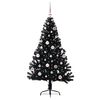 vidaXL K&uuml;nstlicher vorbeleuchteter Weihnachtsbaum Schwarz 150 cm PVC