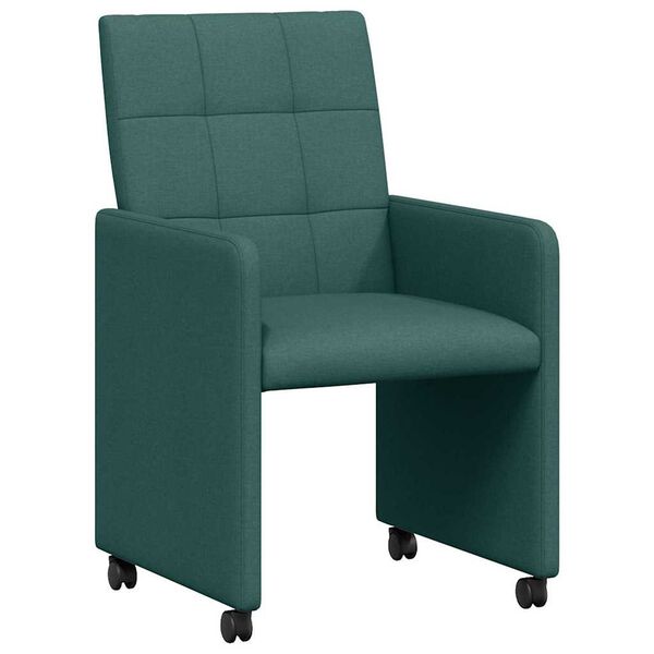 vidaXL Esszimmerst&uuml;hle mit Rollen 2 pcs Dunkelgr&uuml;n 58 x 65 x 94 cm