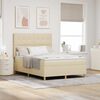 vidaXL LED Boxspringbett mit Matratze Creme 140 x 200 cm Stoff