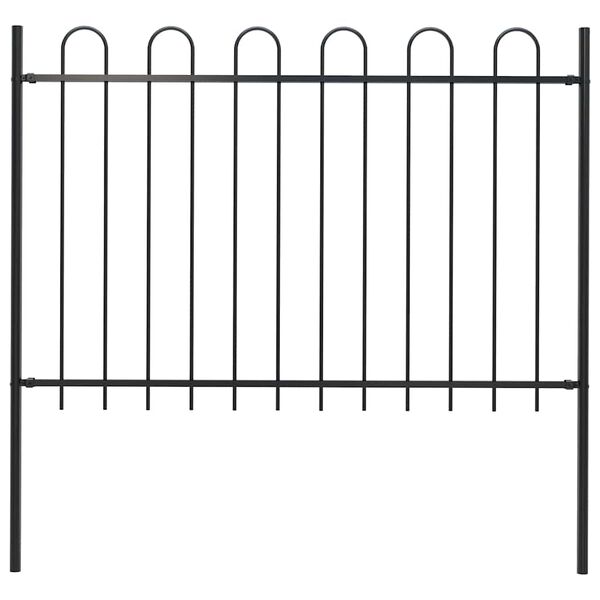 vidaXL Gartenzaun Boxtel mit B&uuml;gelaufsatz Stahl 181 x 120 cm Schwarz