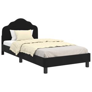 vidaXL Kinderbettgestell mit Kopfteil Schwarz 90 x 190 cm Samt