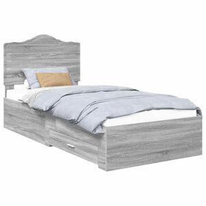 vidaXL Bettrahmen mit Kopfteil Graues Sonoma 90 x 190 cm Holzwerkstoff