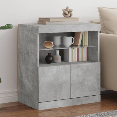 vidaXL Sideboard mit LED-Leuchten Betongrau 60x37x67 cm