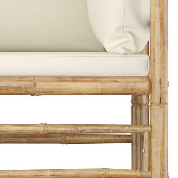 vidaXL 7-tlg. Garten-Lounge-Set mit Cremewei&szlig;en Kissen Bambus