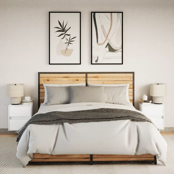 vidaXL Wand-Nachttische mit LED-Leuchten 2 Stk. Wei&szlig;