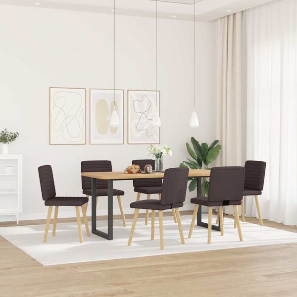 vidaXL Esszimmerst&uuml;hle 6 Stk. Dunkelbraun Stoff