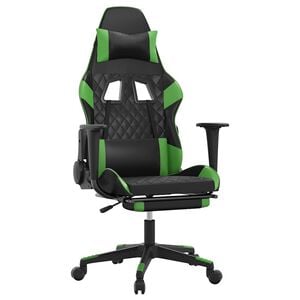 vidaXL Gaming-Stuhl mit Massage & Fu&szlig;st&uuml;tze Schwarz & Gr&uuml;n Kunstleder