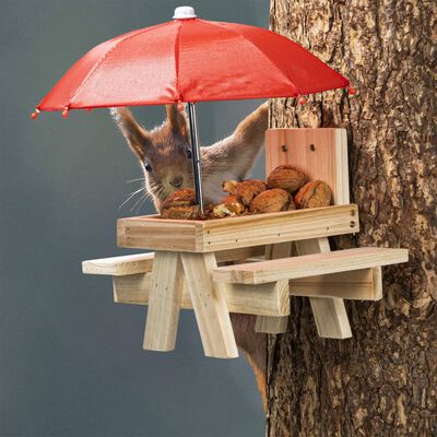 HI Eichhörnchen-Futterspender mit Regenschirm Beige