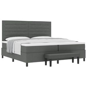 vidaXL Boxspringbett mit Matratze Dunkelgrau 200 x 200 cm Stoff