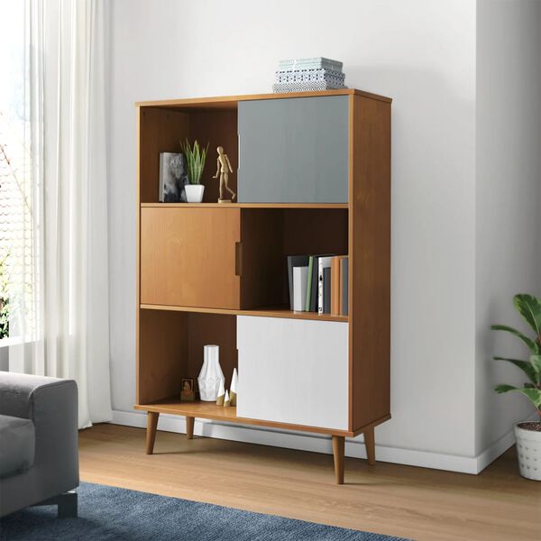 vidaXL B&uuml;cherregal MOLDE Braun 90x35x133,5 cm Massivholz Kiefer