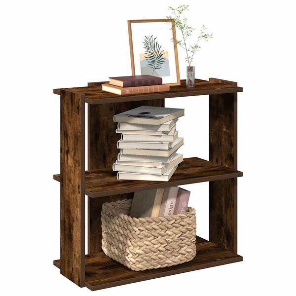 vidaXL B&uuml;cherregal 3 B&ouml;den R&auml;uchereiche 60x30x60 cm Holzwerkstoff