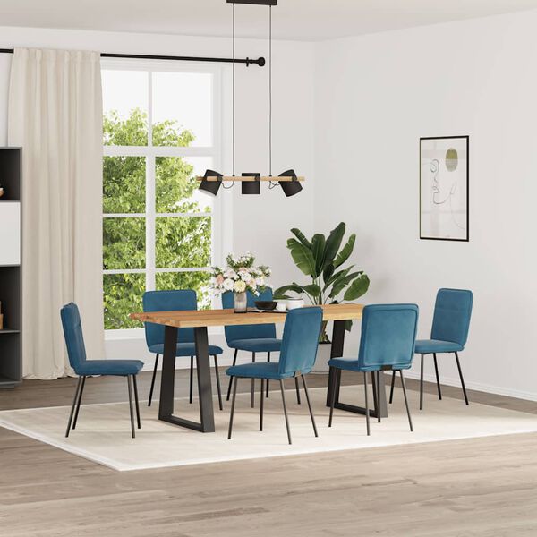 vidaXL Esszimmerst&uuml;hle 6 Stk. Blau Samt