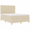 vidaXL Boxspringbett mit Matratze Creme 140 x 190 cm Stoff