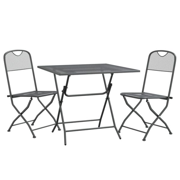 vidaXL 3-tlg. Garten-Essgruppe Streckmetall Anthrazit
