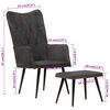 vidaXL Ohrensessel mit Hocker Schwarz Vintage Canvas