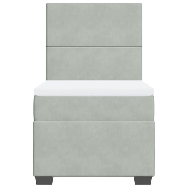 vidaXL Boxspringbett mit Matratze Hellgrau 80x200 cm Samt