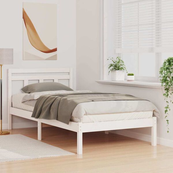 vidaXL Bettrahmen Wei&szlig; 75 x 190 cm Massives Kiefernholz