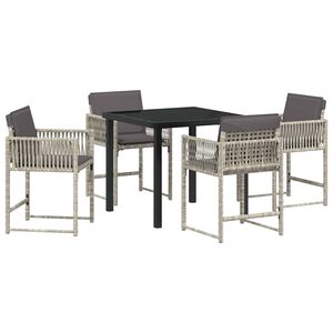 vidaXL Garten Essgruppe 5 pcs Hellgrau Poly-Rattan