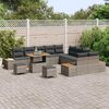 vidaXL Gartensofa-set mit Kissen mit Speicher 13 pcs Grau Poly Rattan