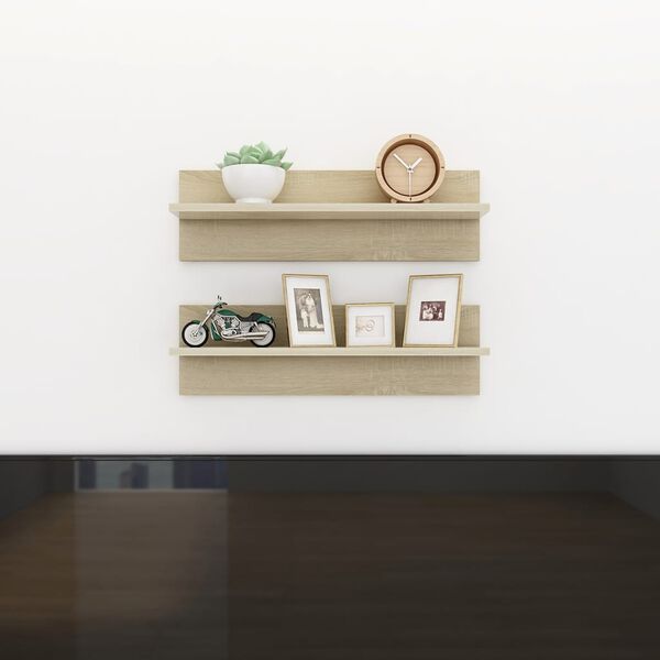 vidaXL Wandregale 2 Stk. Sonoma-Eiche 60x11,5x18 cm Holzwerkstoff