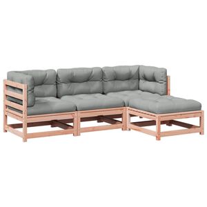 vidaXL 4-tlg. Garten-Sofagarnitur mit Kissen Massivholz Douglasie