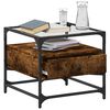 vidaXL Couchtisch mit Glasplatte R&auml;uchereiche 50x50x45 cm Stahl