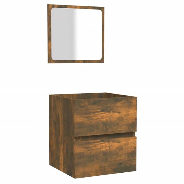 vidaXL Badschrank mit Spiegel R&auml;uchereiche Holzwerkstoff