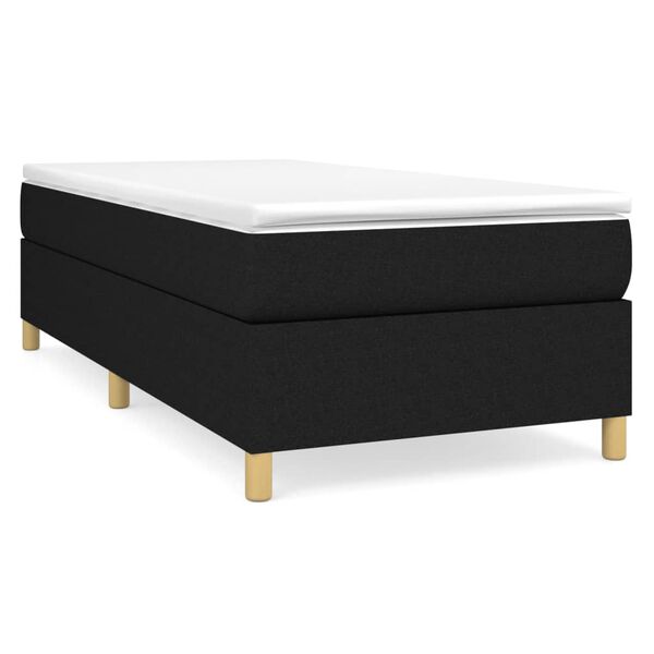 vidaXL Boxspringbett mit Matratze Schwarz 90x200 cm Stoff