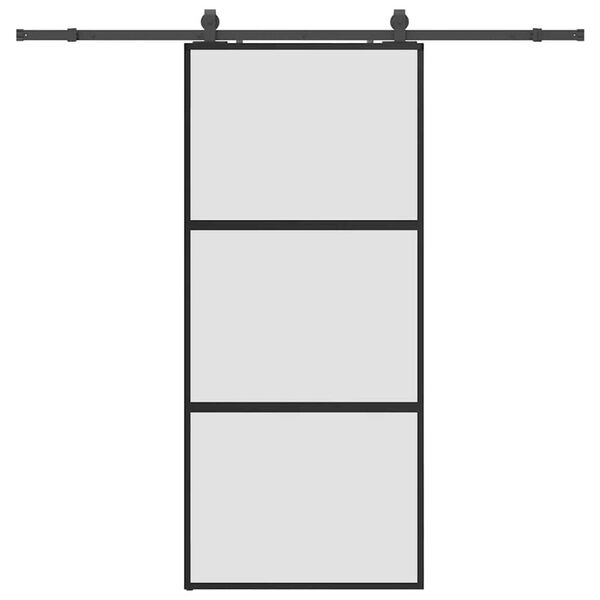 vidaXL Schiebet&uuml;r mit Beschlag Schwarz 90x205 cm Hartglas