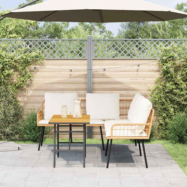 vidaXL Garten-Sofa-Set 2 pcs Natur Poly-Rattan