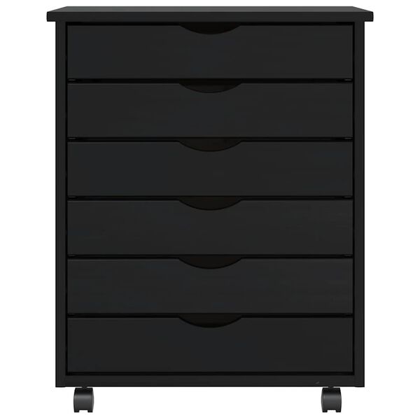vidaXL Rollschrank mit Schubladen MOSS Schwarz Massivholz Kiefer