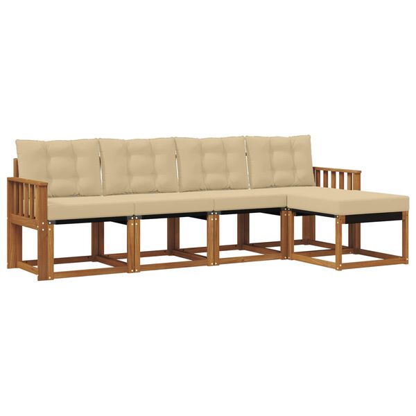 vidaXL Outdoor-Sofagarnitur mit Kissen 5 pcs Natur und Beige