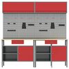 vidaXL Werkbank-Set mit Schubladen mit Regal 8 pcs Rot Stahl